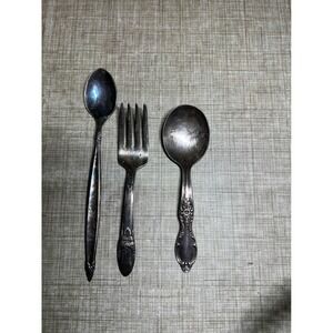VTG Rogers Silverplate Flatware Lot Iced Tea Spoon Toddler Baby Fork & Spoon
